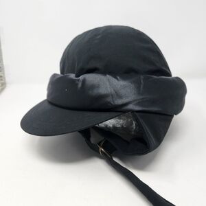 Black Quilted Snow Cap with Strap